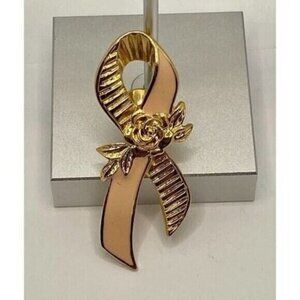 Vintage Avon Rose Awareness Ribbon Pin Brooch Lapel